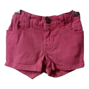M4) Okie Dokie Girls Pink Twill Shorts Size 4 Elastic Waist Zipper Snap